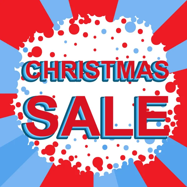 Vörös és kék eladó poszter karácsonyi eladó szöveggel. Reklám banner — Stock Vector