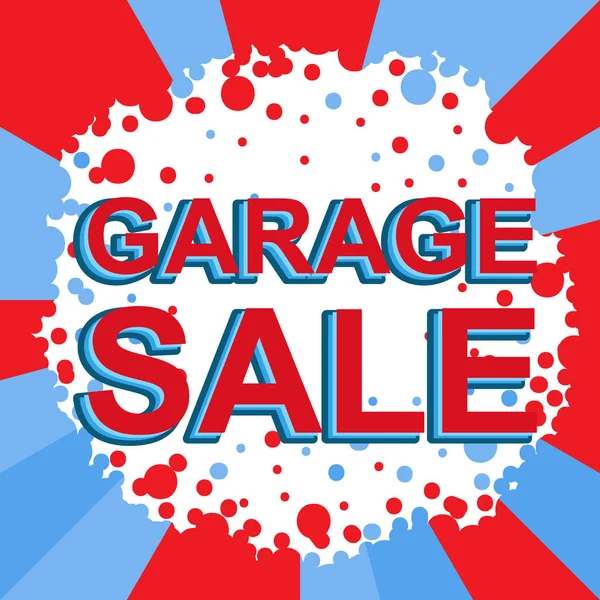 Vörös és kék eladó poszter garázs eladó szöveggel. Reklám banner — Stock Vector