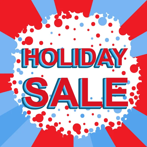 Vörös és kék eladó poszter Holiday Sale szöveggel. Reklám banner — Stock Vector