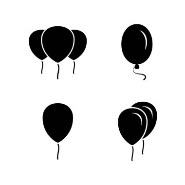 Beyaz arka plan üzerinde izole siyah parti balon simgeler