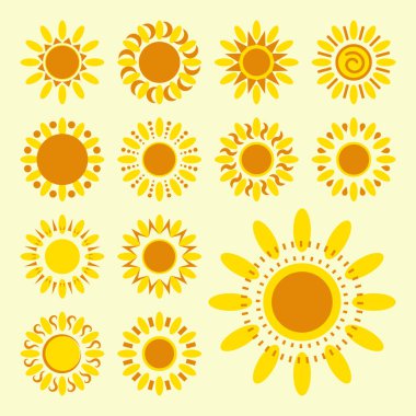 İzole daisy simgeler kümesi. Siluetleri basit vektör çiçek