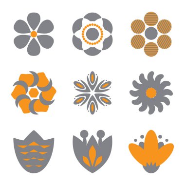 Basit çiçek vektör simgeler farklı şekiller