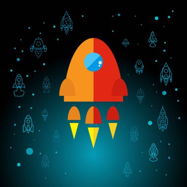 Roket izole alan düz simgesi