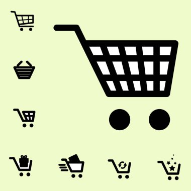 Alışveriş sepeti simgesi izole seti