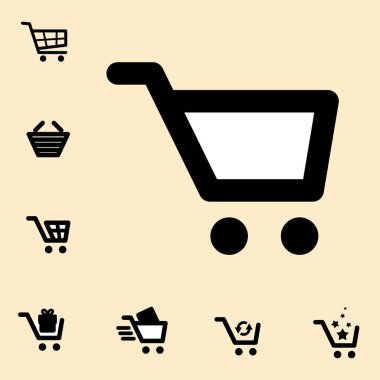 Alışveriş sepeti simgesi izole seti