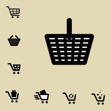 Alışveriş sepeti simgesi izole seti