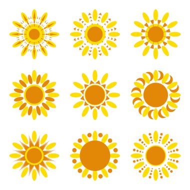 Güneş vektör simge kümesi