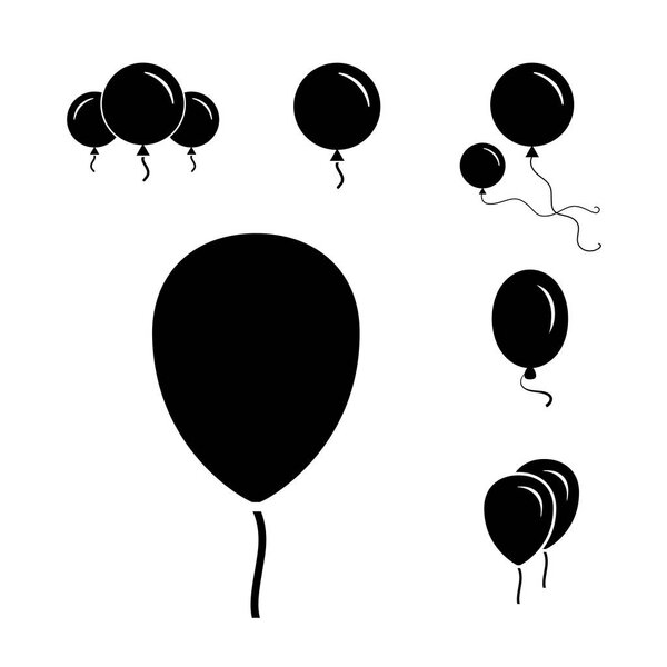 Black Party Balloon Icons Isolated On White Background