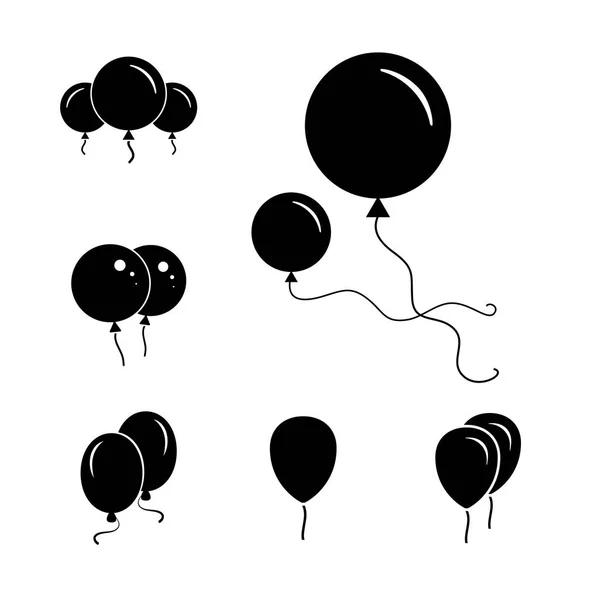 Schwarze Party-Ballon-Symbole isoliert auf weißem Hintergrund — Stockvektor