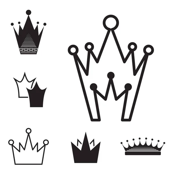 Conjunto de iconos de corona negra simple aislado — Archivo Imágenes Vectoriales