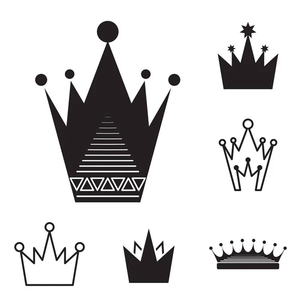 Conjunto de ícones simples da coroa negra isolado —  Vetores de Stock