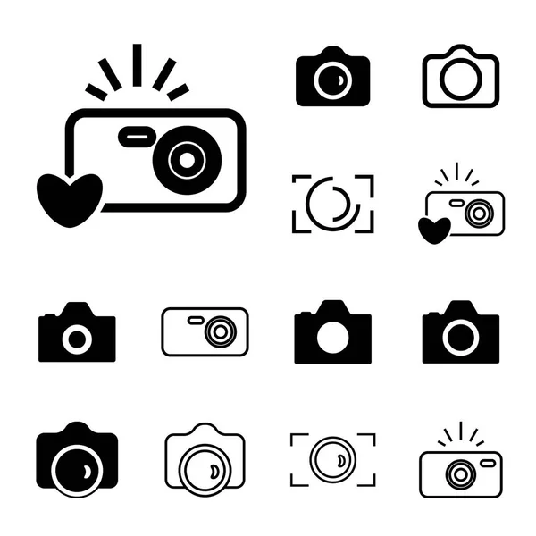 Pictogrammen van de camera dat werd geïsoleerd of momentopname fotografie Concept — Stockvector