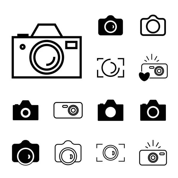 Iconos de cámara Concepto de fotografía aislada o instantánea — Archivo Imágenes Vectoriales