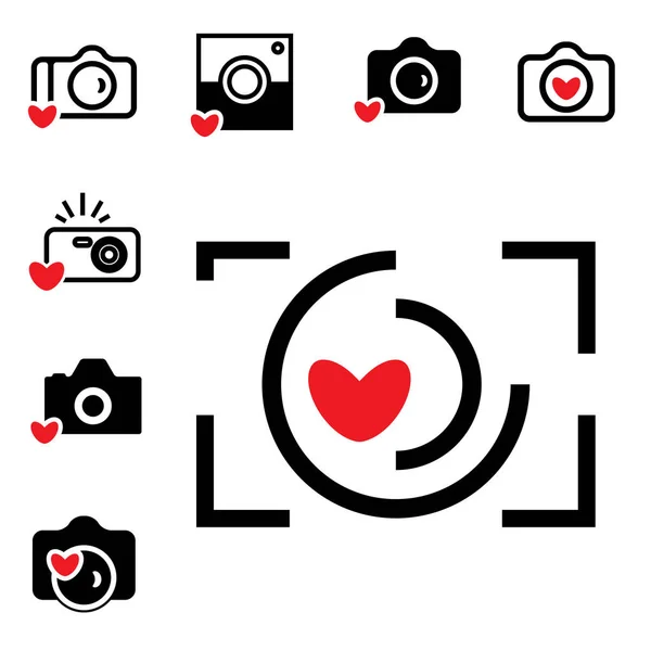 Pictogrammen van de camera dat werd geïsoleerd of momentopname fotografie Concept — Stockvector