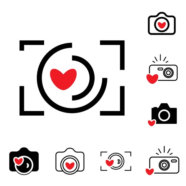 Kamera ikonok elszigetelt vagy pillanatkép fotózás koncepció — Stock Vector