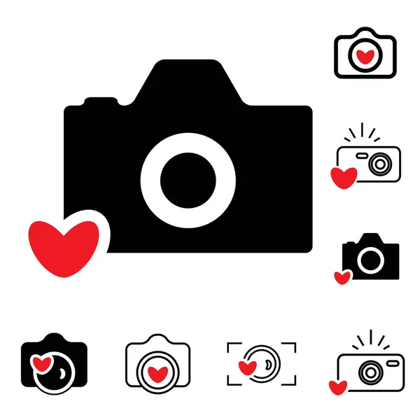 Pictogrammen van de camera dat werd geïsoleerd of momentopname fotografie Concept — Stockvector