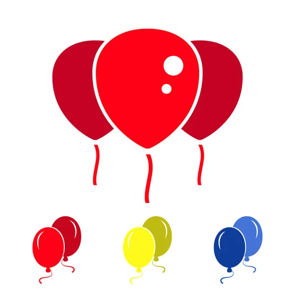 Röd ballong ikoner isolerad på vit bakgrund — Stock vektor