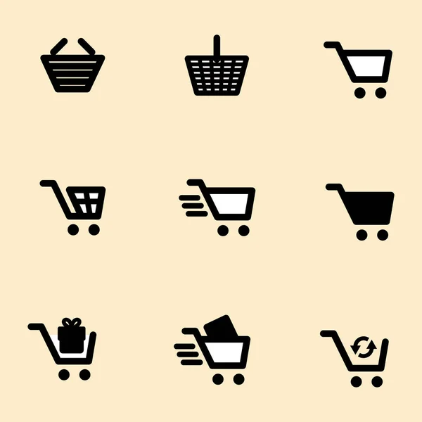 Conjunto de iconos de carrito de compras aislado — Vector de stock