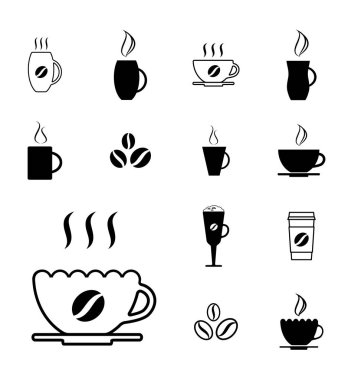 Farklı kahve fincanı simge kümesi