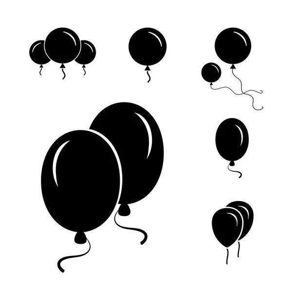 Icônes de ballon de partie noire isolées sur fond blanc — Image vectorielle