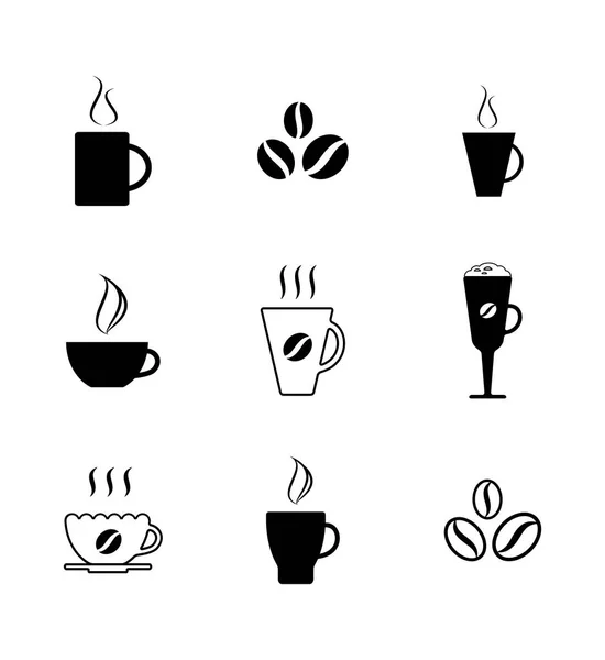 Σύνολο εικονιδίων διαφορετικές φλιτζάνι καφέ — Διανυσματικό Αρχείο