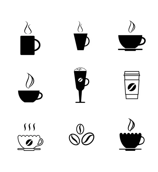 Set verschiedener Kaffeetassen-Symbole — Stockvektor