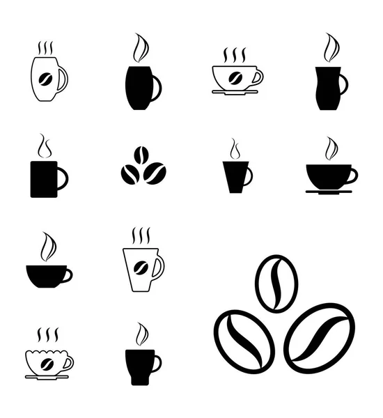 Set of Different Coffee Cup Icons - Stok Vektor
