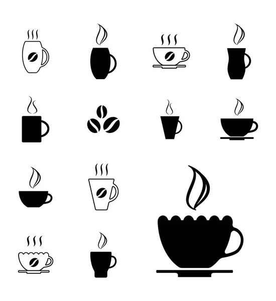 Set verschiedener Kaffeetassen-Symbole — Stockvektor