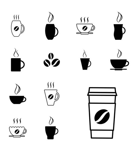 Conjunto de diferentes iconos de taza de café — Archivo Imágenes Vectoriales