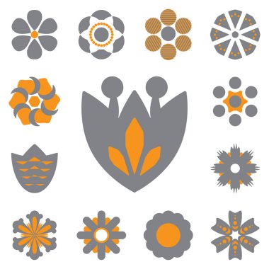 Basit çiçek vektör simgeler farklı şekiller