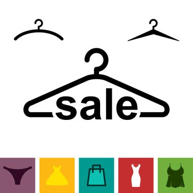 beyaz arkaplanda siyah elbise askısı simgesi