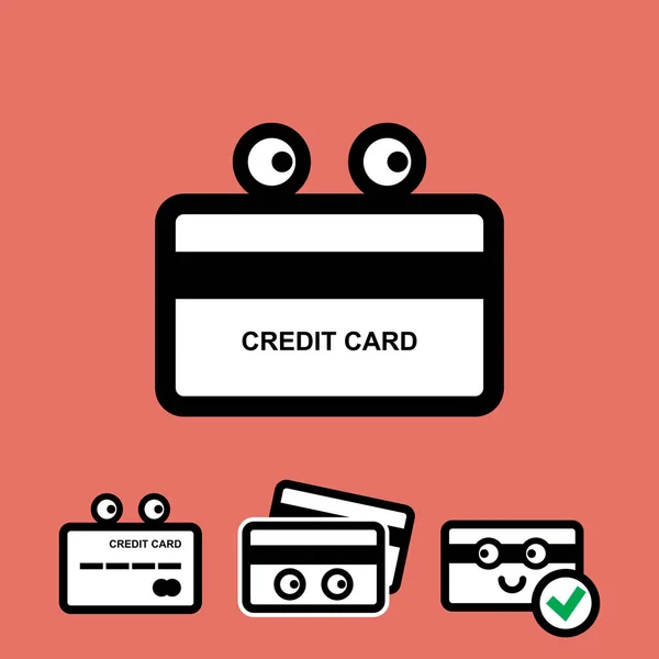 Set di icone vettoriali della carta di credito carina — Vettoriale Stock