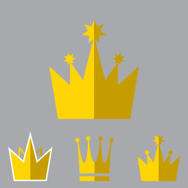 Crown Icon Set Isolated — Stock Vector