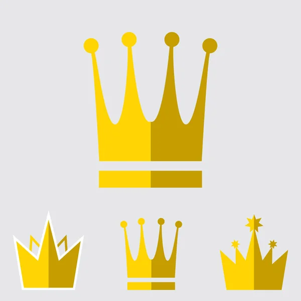 Crown Icon Set Isolated — Stock Vector