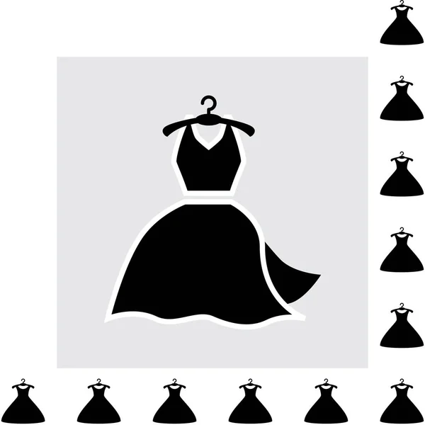 Festa moda vestido ícone ou silhueta com cabide de roupas isolado —  Vetores de Stock