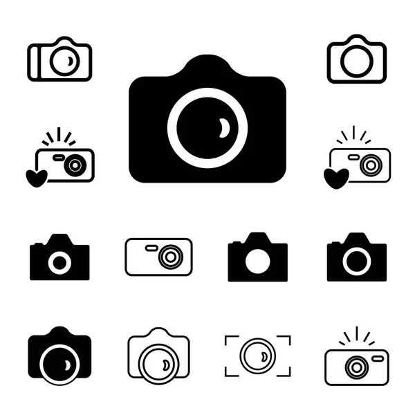 Kamera-Symbole isoliert oder Schnappschuss-Fotografie-Konzept — Stockvektor