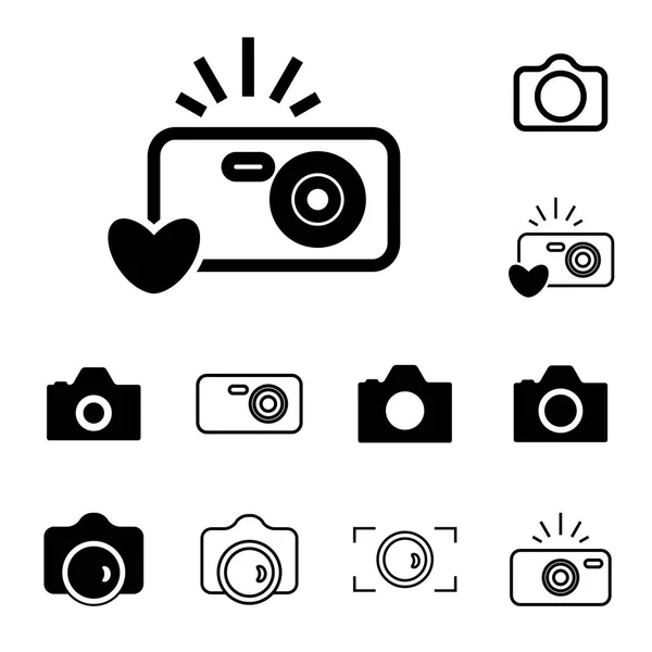 Icônes de la caméra Isolé ou concept de photographie instantanée — Image vectorielle