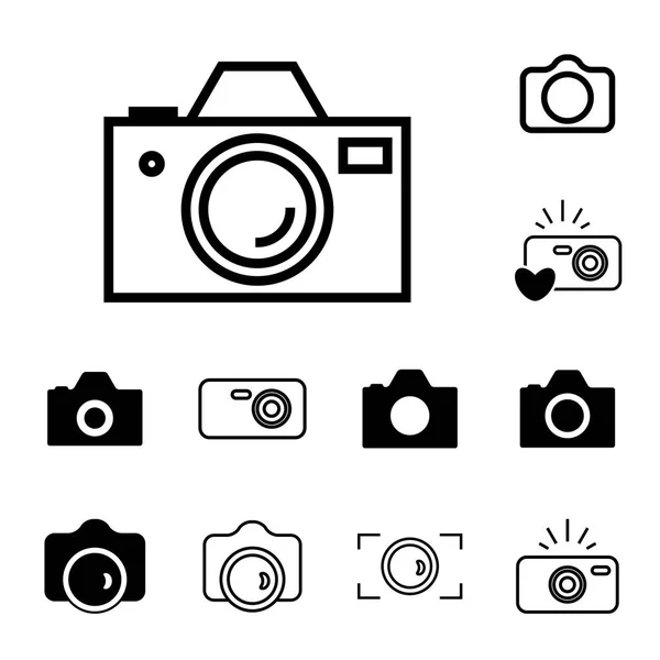 Iconos de cámara Concepto de fotografía aislada o instantánea — Archivo Imágenes Vectoriales