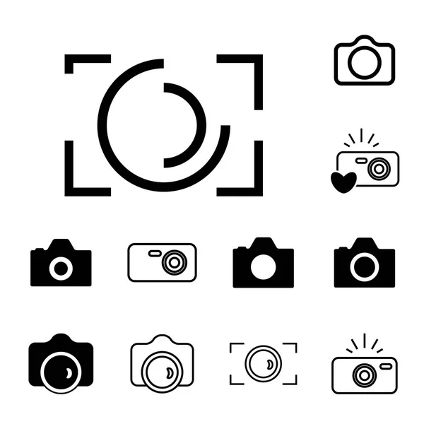 Icônes de la caméra Isolé ou concept de photographie instantanée — Image vectorielle