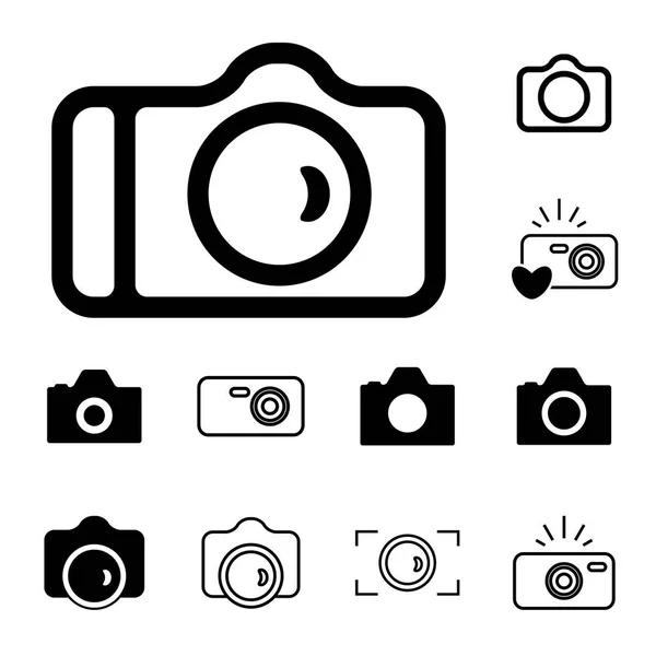 Kamera-Symbole isoliert oder Schnappschuss-Fotografie-Konzept — Stockvektor