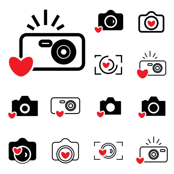 Pictogrammen van de camera dat werd geïsoleerd of momentopname fotografie Concept — Stockvector