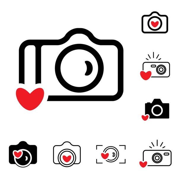 Kamera ikonok elszigetelt vagy pillanatkép fotózás koncepció — Stock Vector