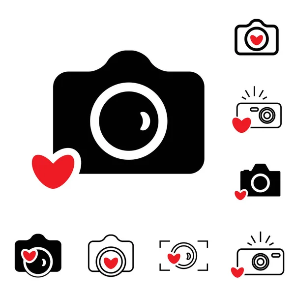 Pictogrammen van de camera dat werd geïsoleerd of momentopname fotografie Concept — Stockvector