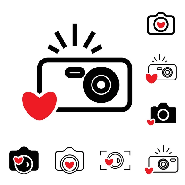 Pictogrammen van de camera dat werd geïsoleerd of momentopname fotografie Concept — Stockvector