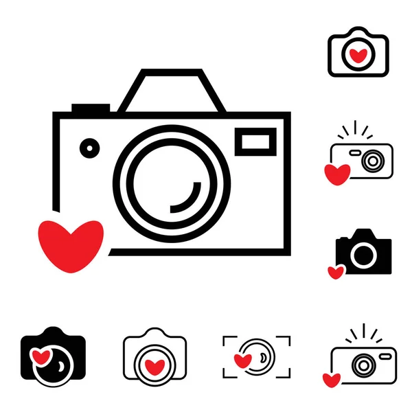 Pictogrammen van de camera dat werd geïsoleerd of momentopname fotografie Concept — Stockvector