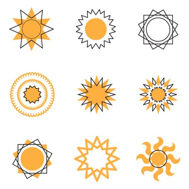 vektör güneş simgeler kümesi