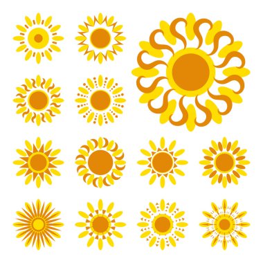 Güneş vektör simge kümesi