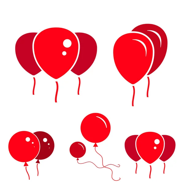 Ícones de balão do partido vermelho isolados no fundo branco — Vetor de Stock