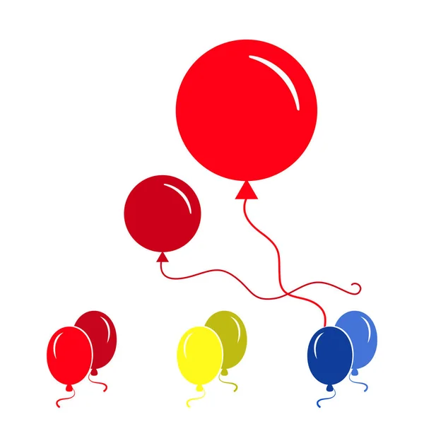 Ícones de balão do partido vermelho isolados no fundo branco —  Vetores de Stock