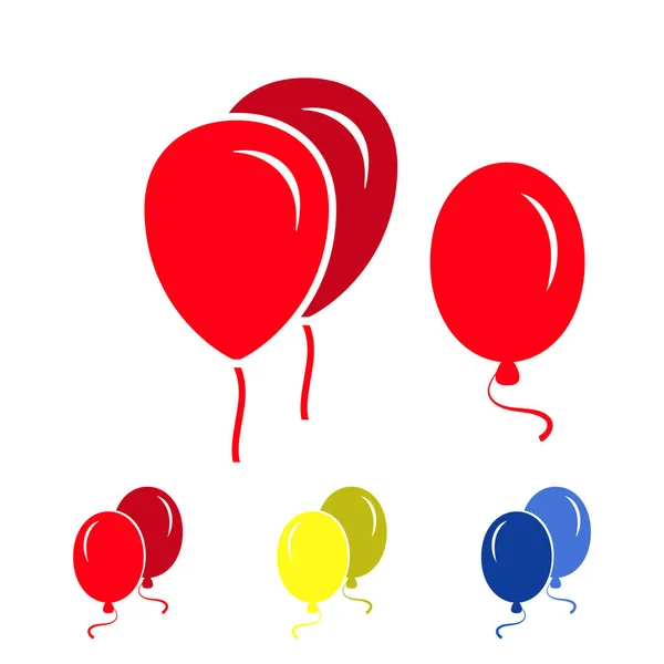 Ícones de balão do partido vermelho isolados no fundo branco —  Vetores de Stock
